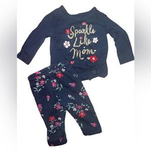 CARTERS | LONG SLEEVE GRAPHIC FLORAL 2 PIECE OUTFIT 9 MONTHS